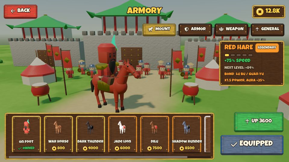 Weapons and mounts in the armory