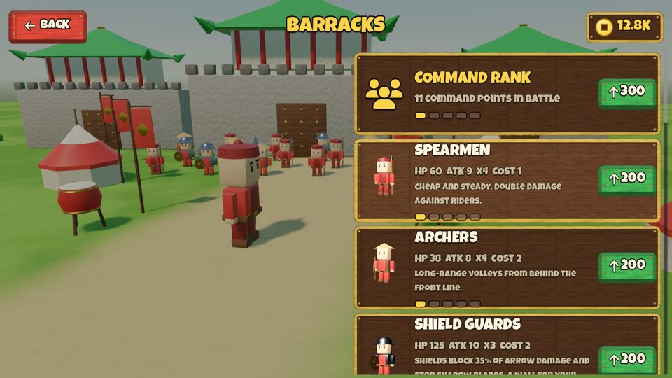 Troop upgrades in the barracks